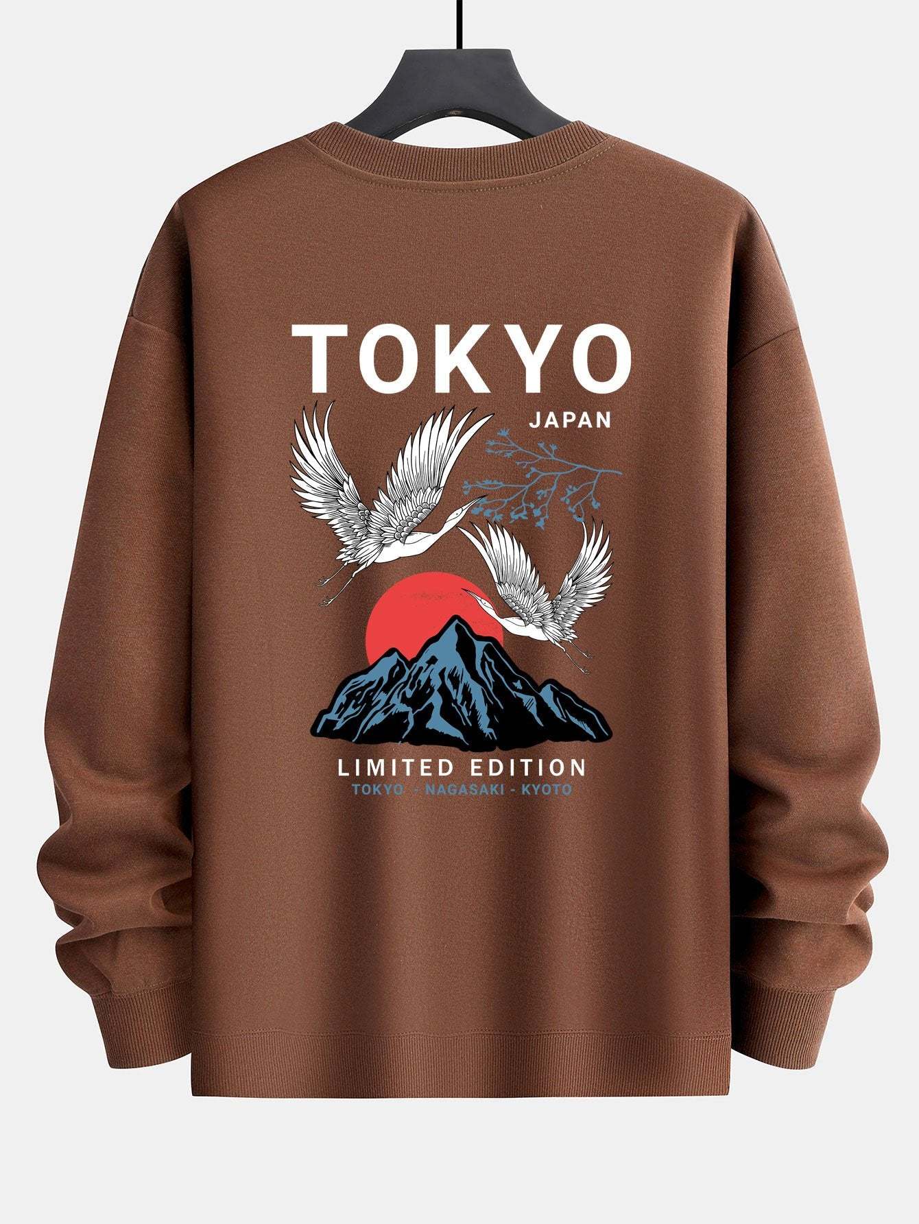Tokyo Crane Back Print Relax Fit Sweatshirt-Mitchell Shoes