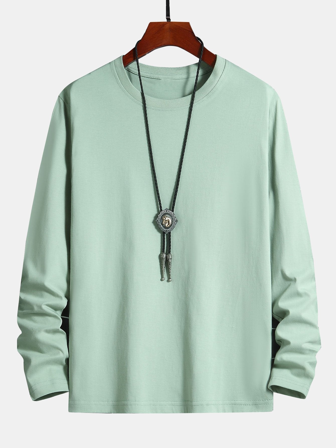 Basic Long Sleeve Cotton T-Shirt-Mitchell Shoes