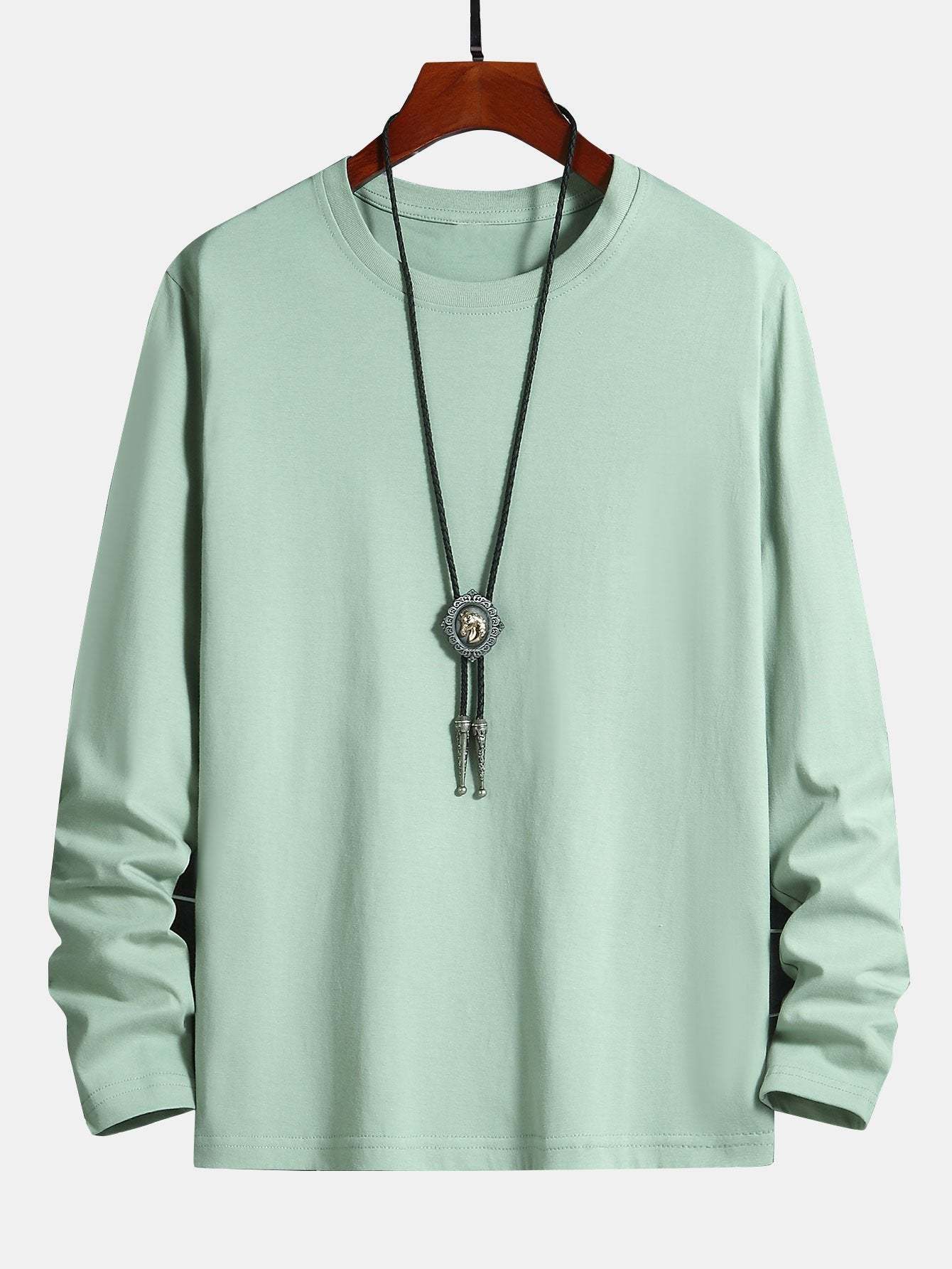 Basic Long Sleeve Cotton T-Shirt-Mitchell Shoes