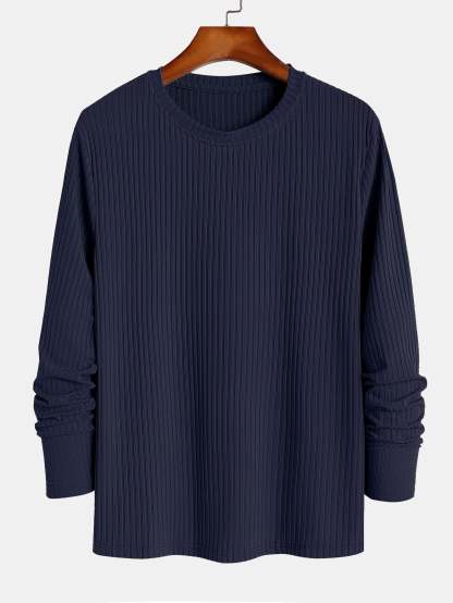 Muscle Fit Long Sleeved Ribbed T-Shirt-Mitchell Shoes