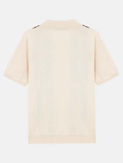 Short Sleeve Striped Button Up Sweater Polo-Mitchell Shoes