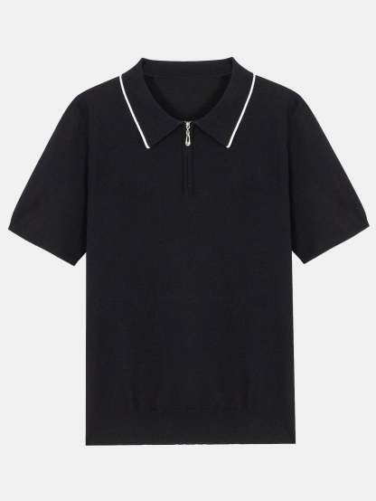 Solid Zip Sweater Polo-Mitchell Shoes