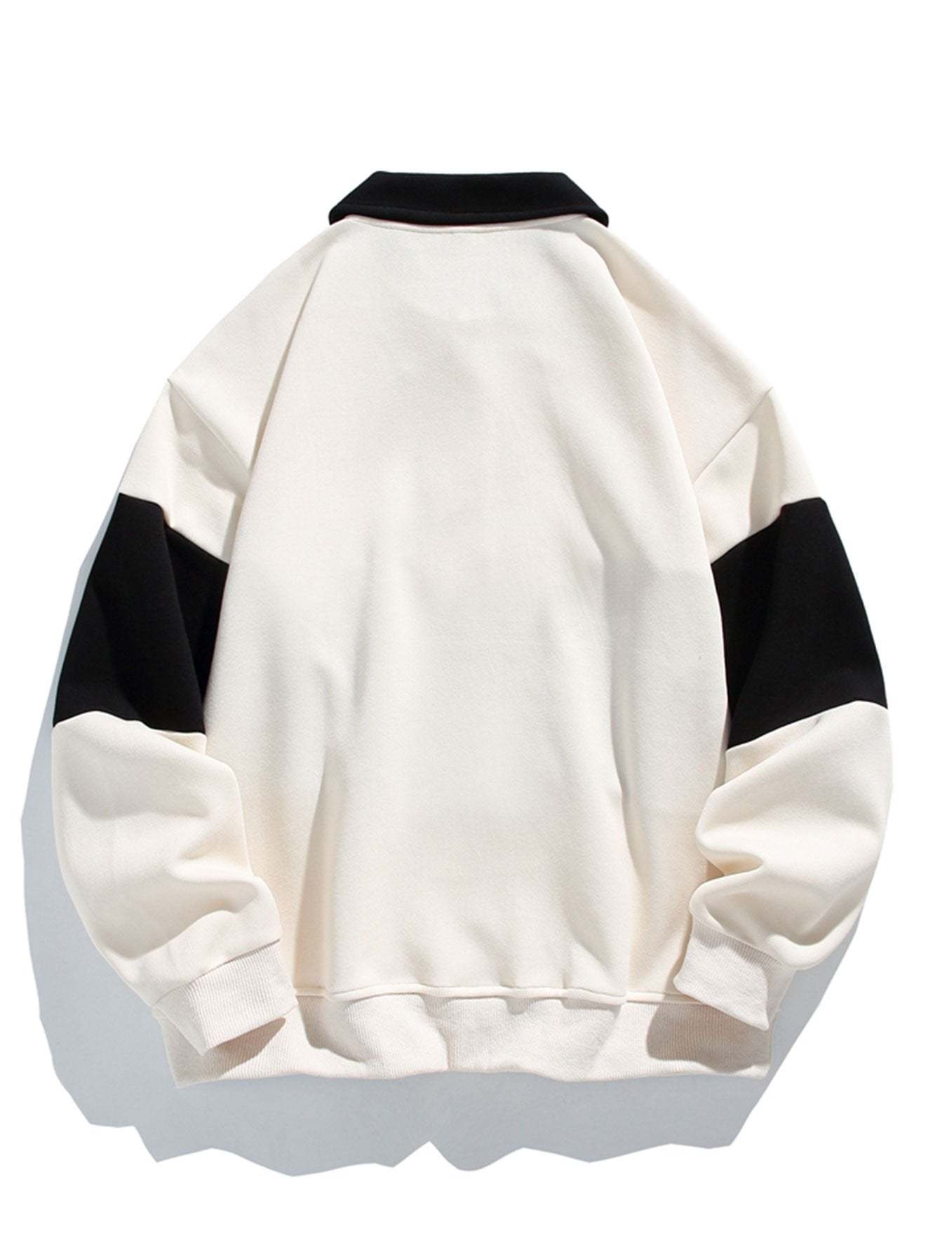 Relax Fit Color Block Patchwork Polo Sweatshirt-Mitchell Shoes
