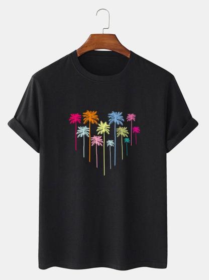 Colorful Palm Tree Print T-Shirt-Mitchell Shoes