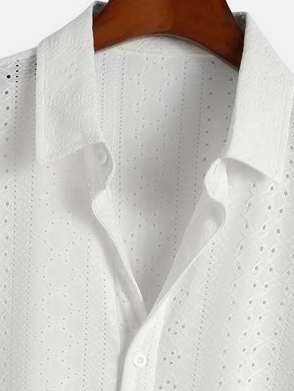 Jacquard Textured Button Up Shirt-Mitchell Shoes