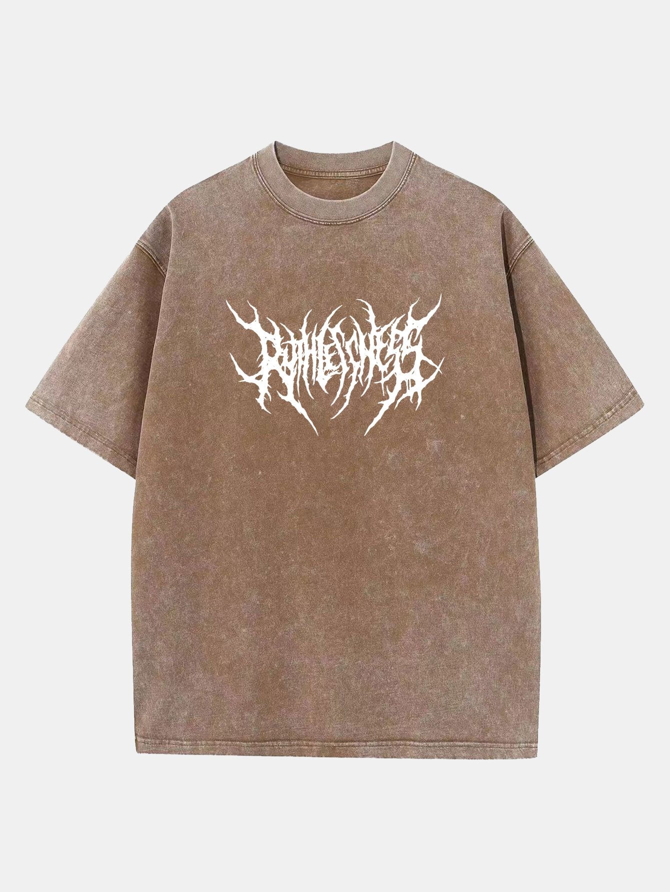Ruthless Gothic Print Washed Distressed Drop Shoulder T-Shirt-Mitchell Shoes