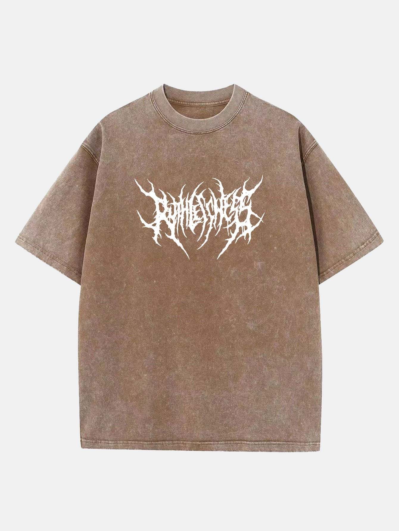 Ruthless Gothic Print Washed Distressed Drop Shoulder T-Shirt-Mitchell Shoes