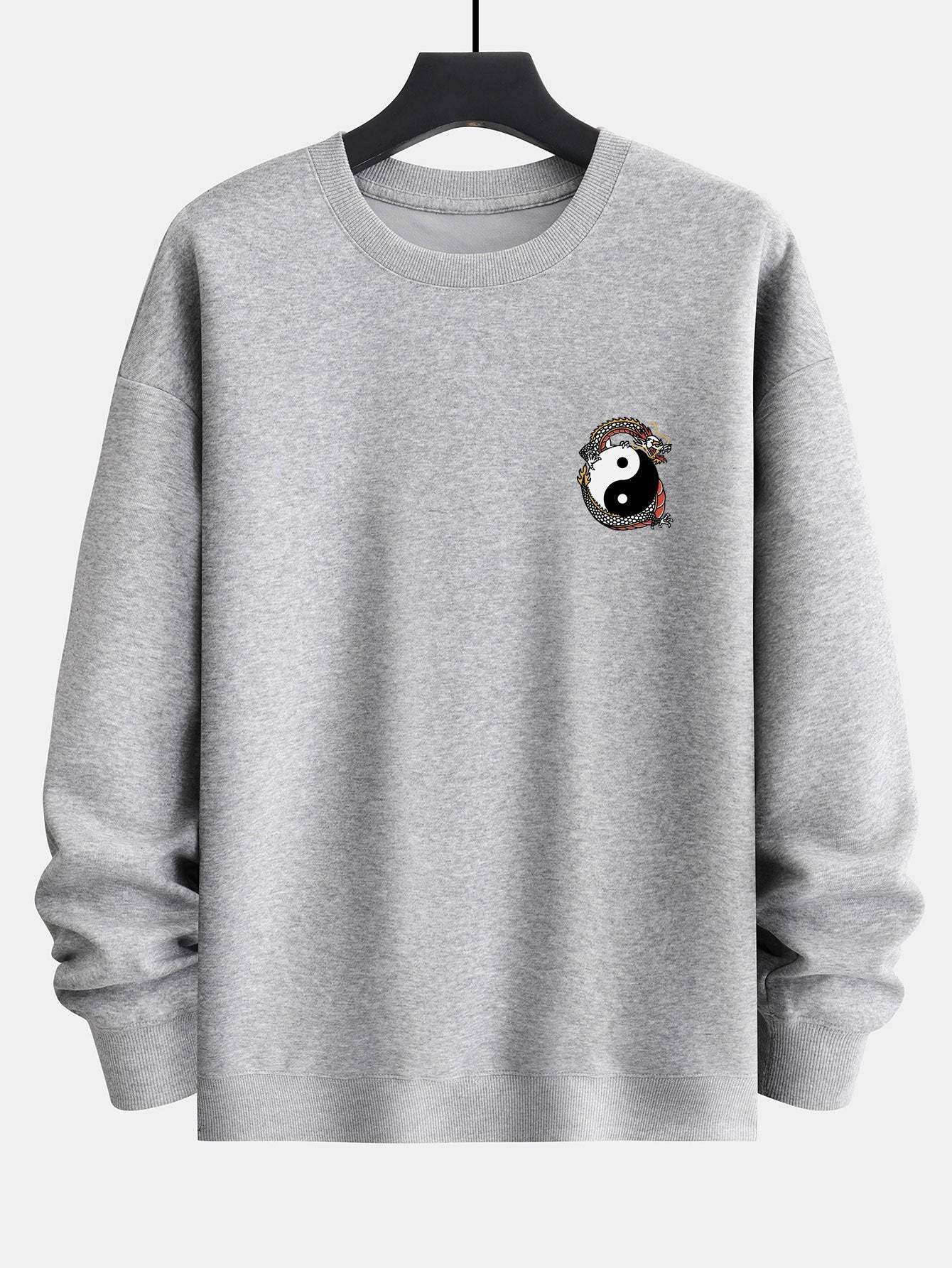 Dragon Slogan Back Print Relax Fit Sweatshirt-Mitchell Shoes