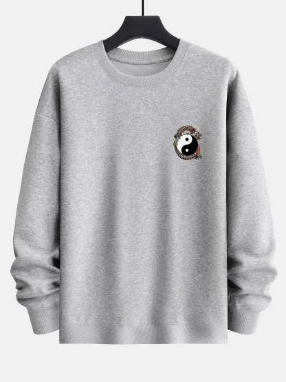 Dragon Slogan Back Print Relax Fit Sweatshirt-Mitchell Shoes