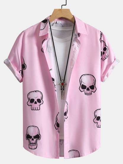Skull Print Button Up Shirt-Mitchell Shoes