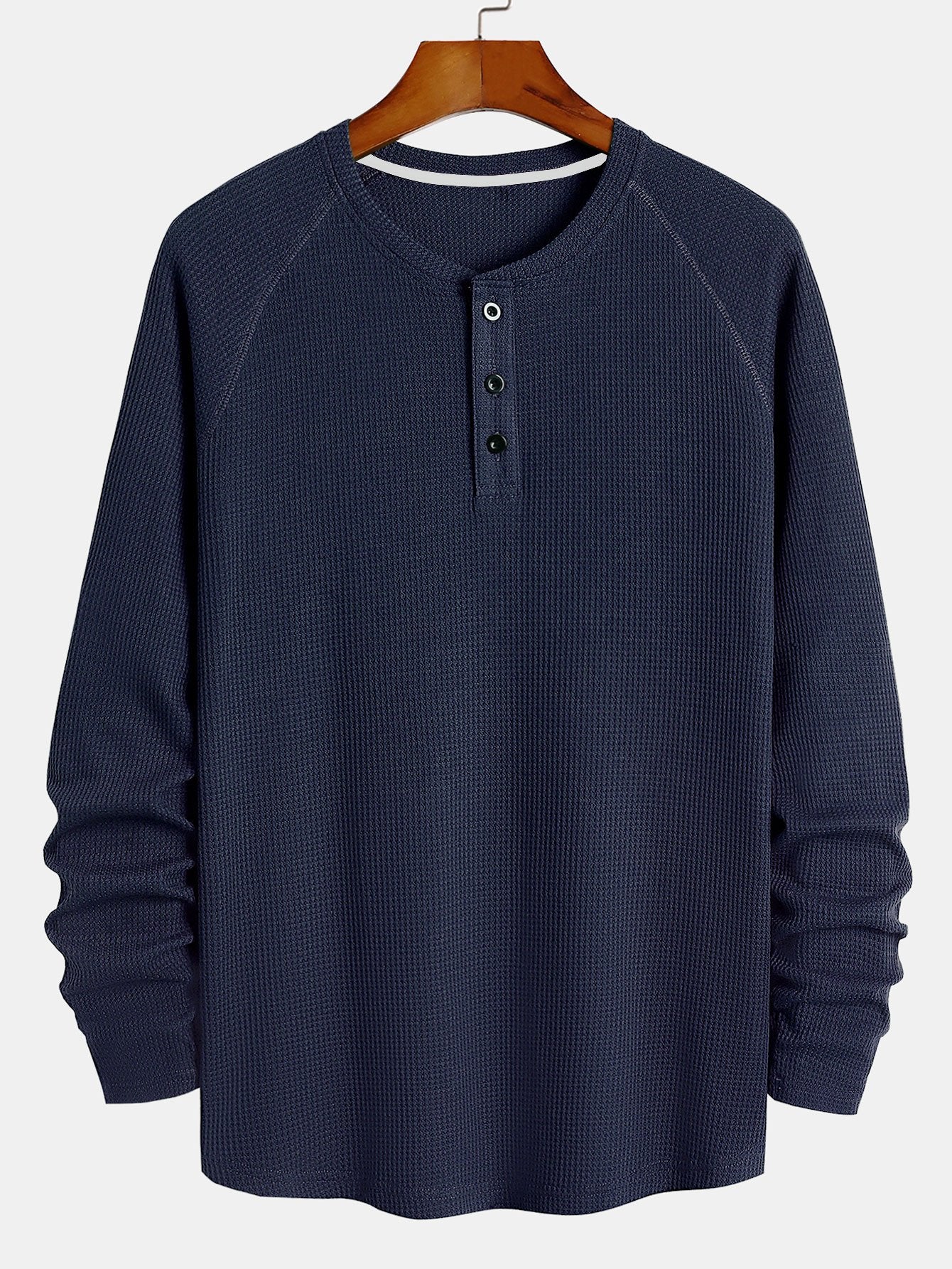 Long Sleeve Arc Hem Waffle Henley Shirt-Mitchell Shoes