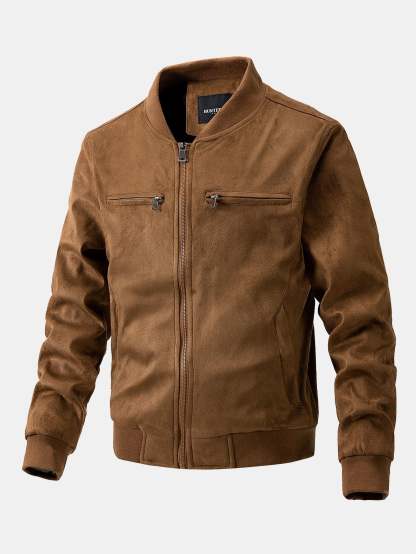 Suede Bomber Jacket With Quilted Liner-Mitchell Shoes