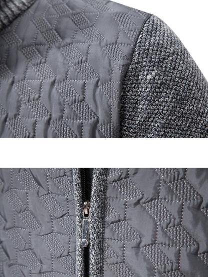 Quilted Jacquard Zip Up Sweater-Mitchell Shoes