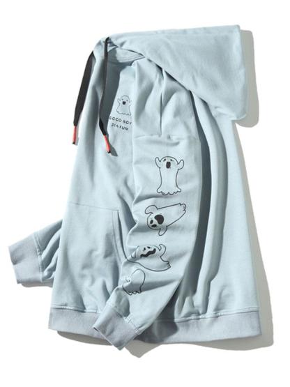Relax Fit Ghost Print Hoodie-Mitchell Shoes