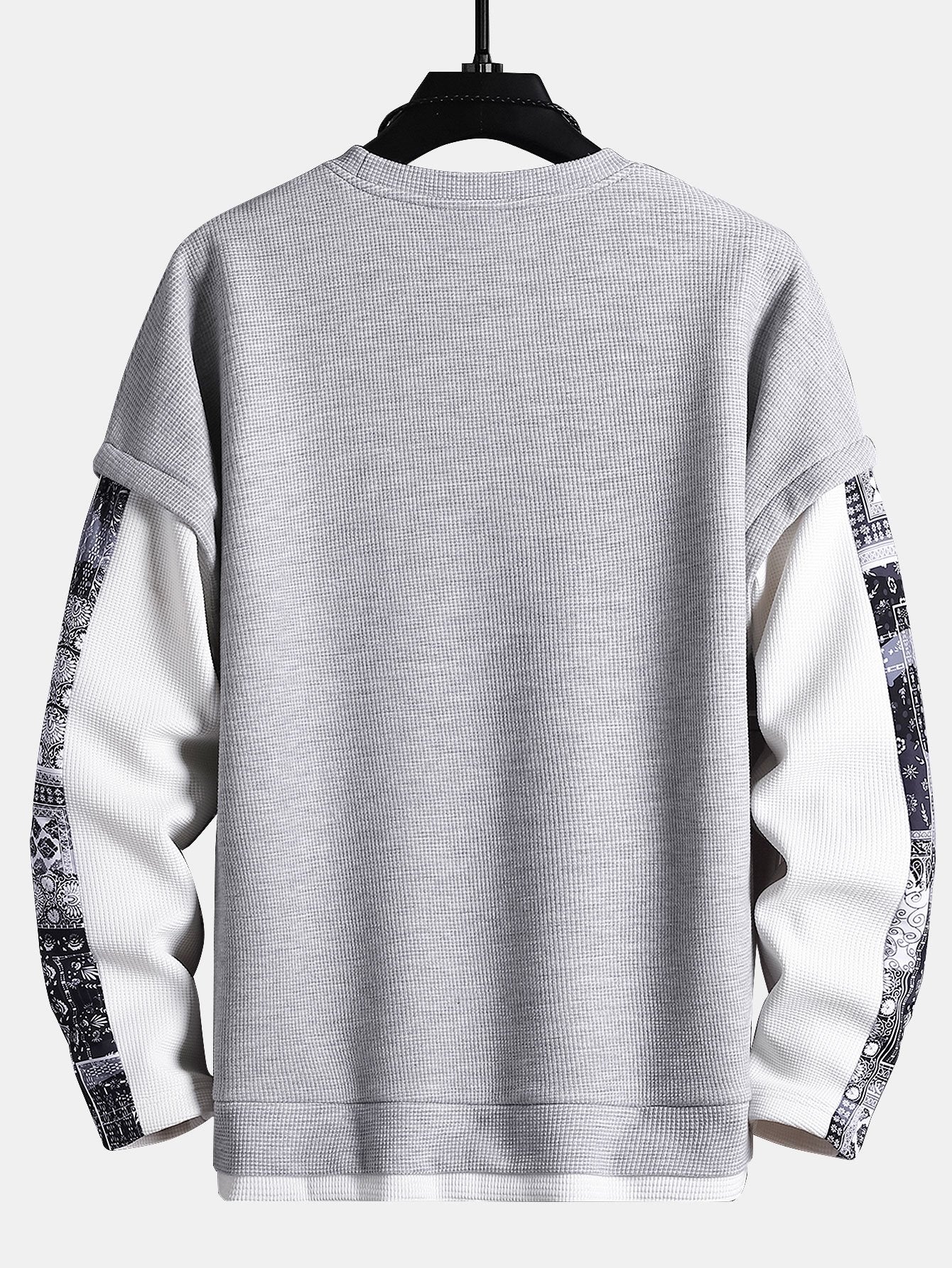 Paisley Print Double Layer Waffle Sweatshirt-Mitchell Shoes
