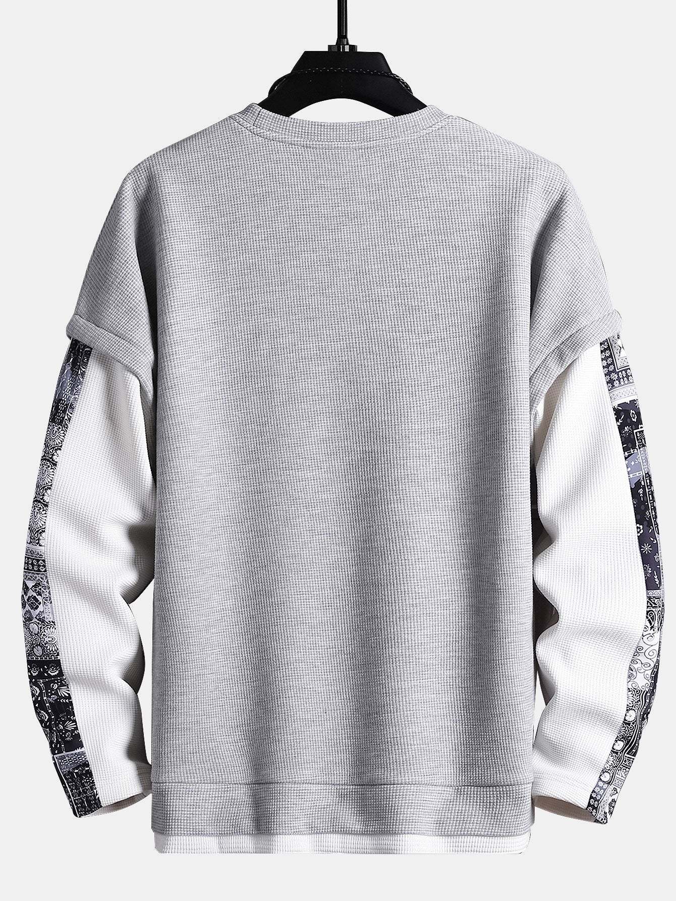 Paisley Print Double Layer Waffle Sweatshirt-Mitchell Shoes
