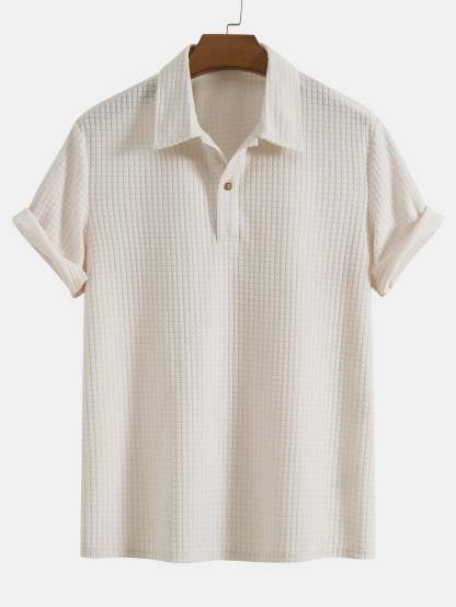 Waffle Jacquard Terry Polo Shirt-Mitchell Shoes