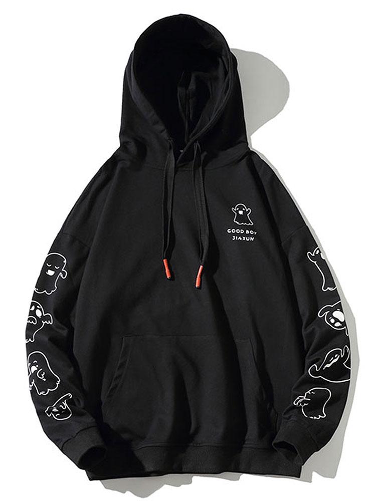 Relax Fit Ghost Print Hoodie-Mitchell Shoes