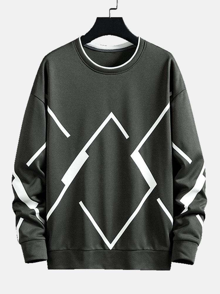 Geometric Print Crew Neck Sweatshirt-Mitchell Shoes