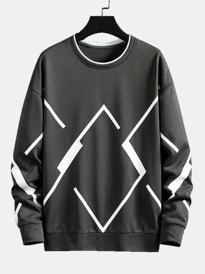 Geometric Print Crew Neck Sweatshirt-Mitchell Shoes
