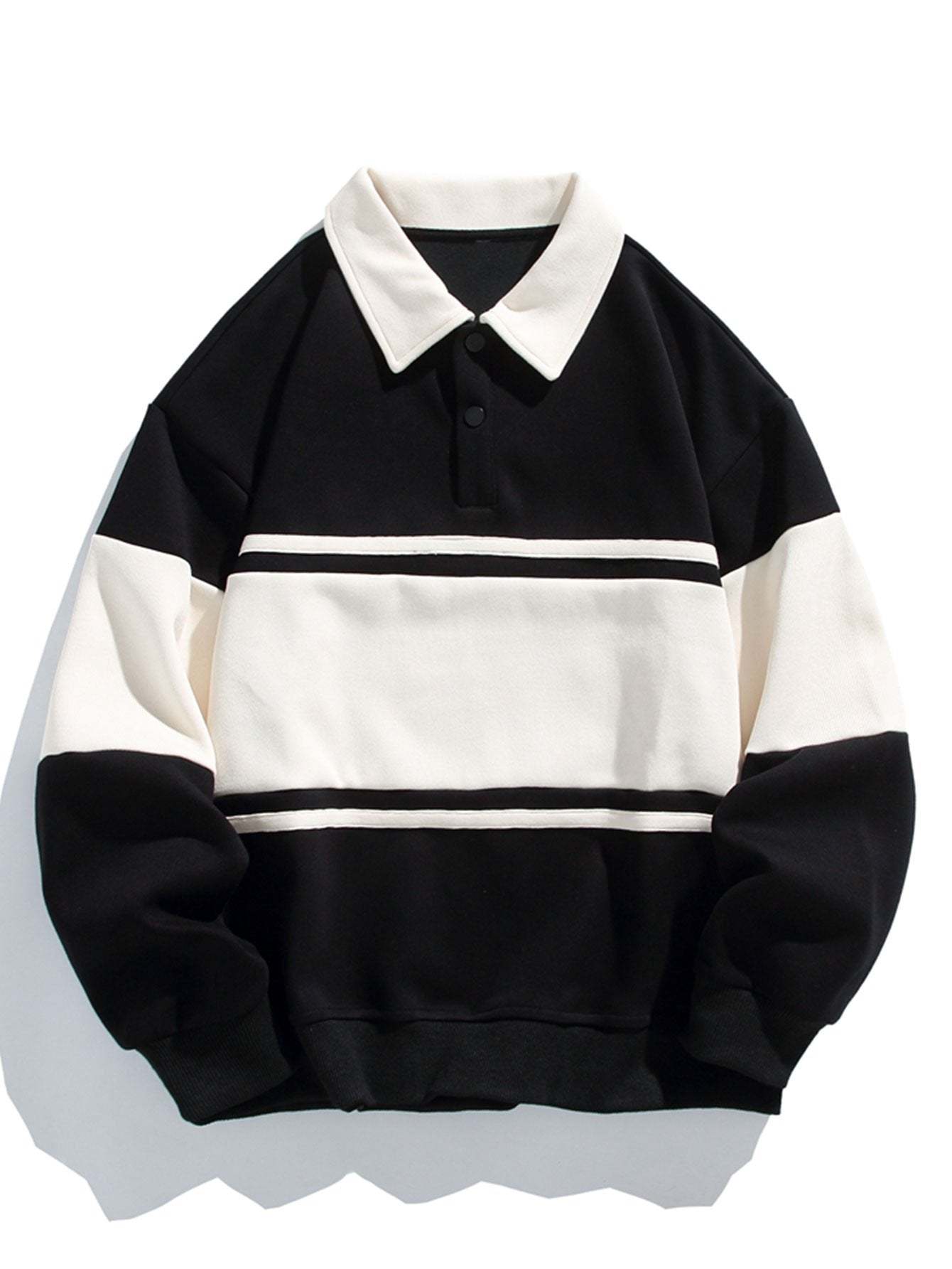 Relax Fit Color Block Patchwork Polo Sweatshirt & Jogger Pants With Pintuck-Mitchell Shoes