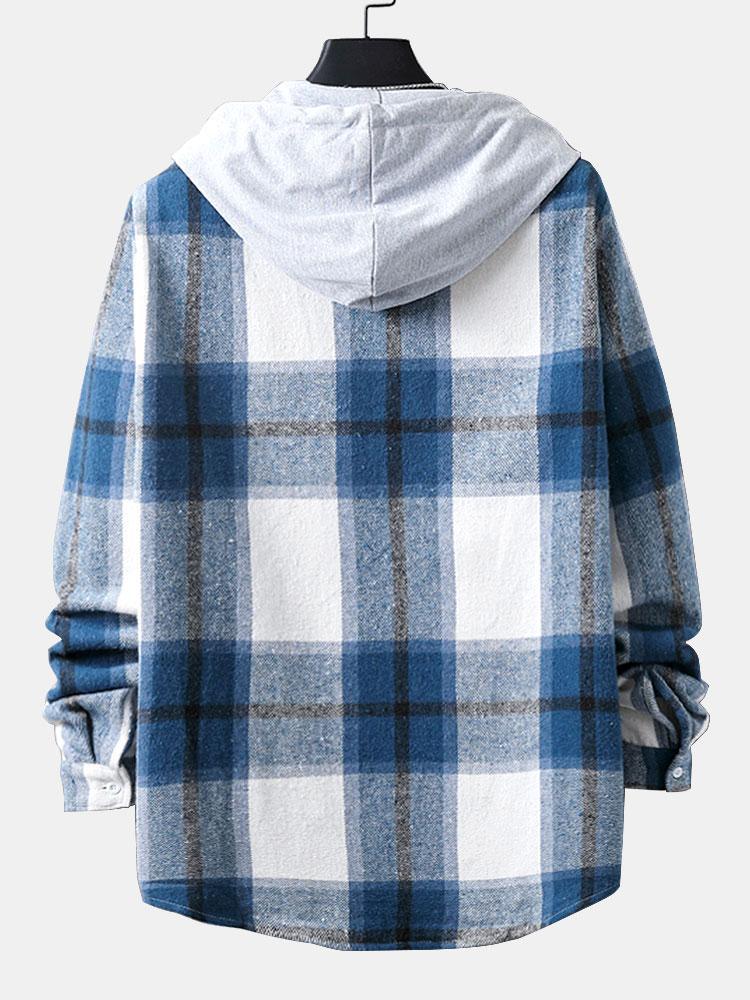 Hooded Flannel Plaid Overshirt-Mitchell Shoes