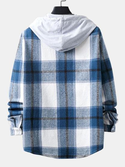 Hooded Flannel Plaid Overshirt-Mitchell Shoes