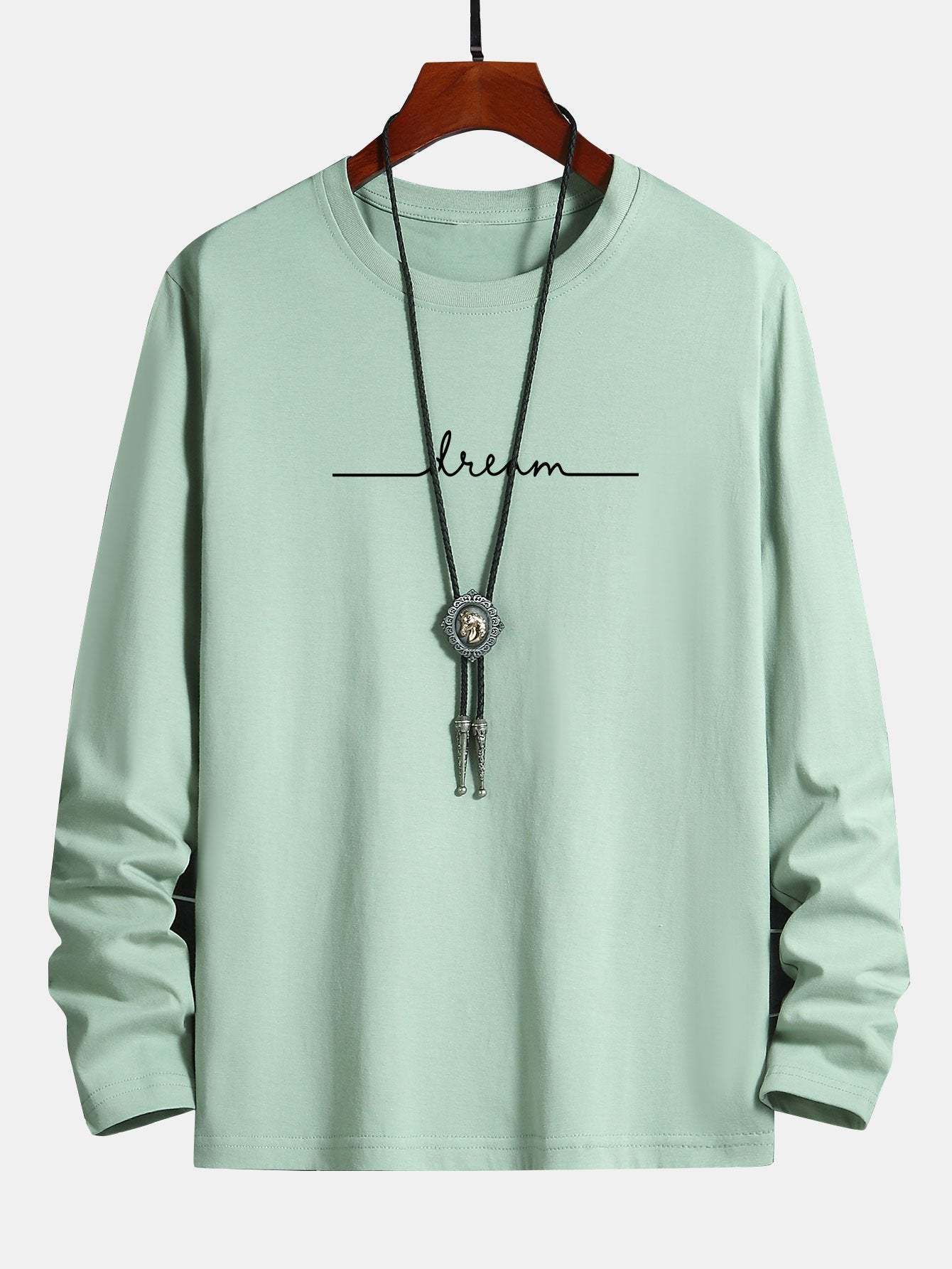 Long Sleeve Dream Print Cotton T-Shirt-Mitchell Shoes