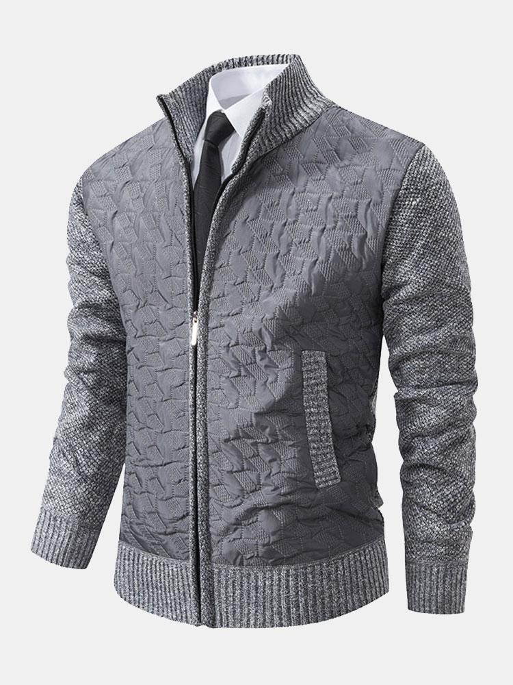 Quilted Jacquard Zip Up Sweater-Mitchell Shoes