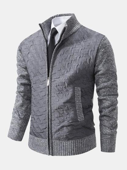 Quilted Jacquard Zip Up Sweater-Mitchell Shoes