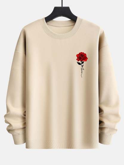 Rose Print Relax Fit Sweatshirt-Mitchell Shoes