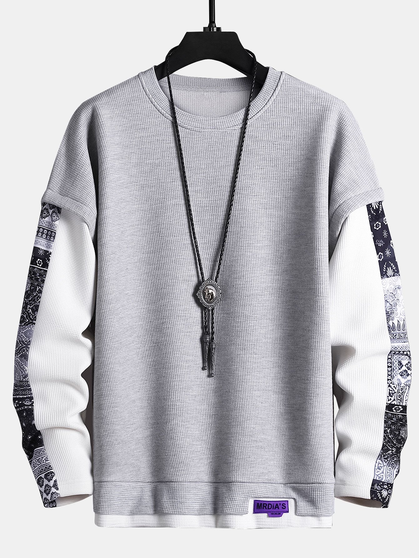 Paisley Print Double Layer Waffle Sweatshirt-Mitchell Shoes
