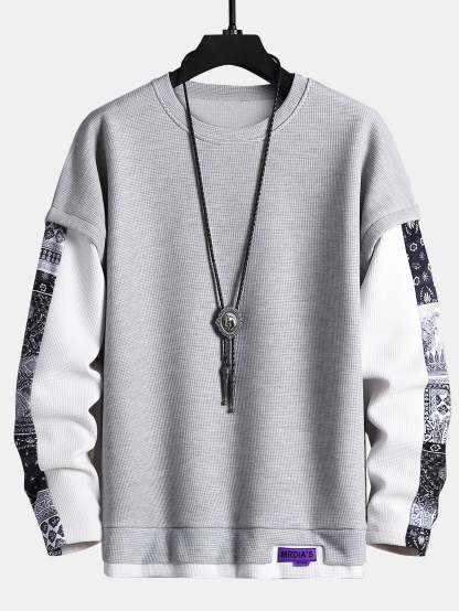 Paisley Print Double Layer Waffle Sweatshirt-Mitchell Shoes