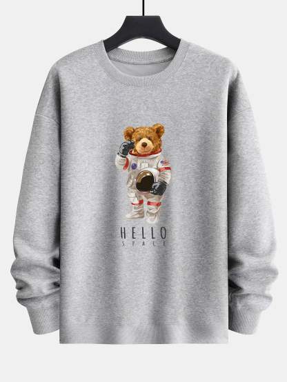 Astronaut Bear Print Relax Fit Sweatshirt-Mitchell Shoes