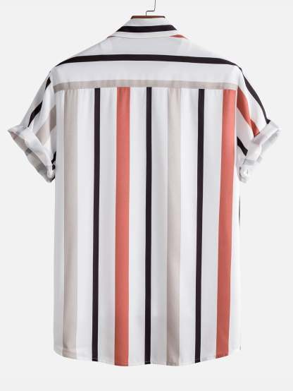 Striped Button Up Shirt & Swim Shorts-Mitchell Shoes