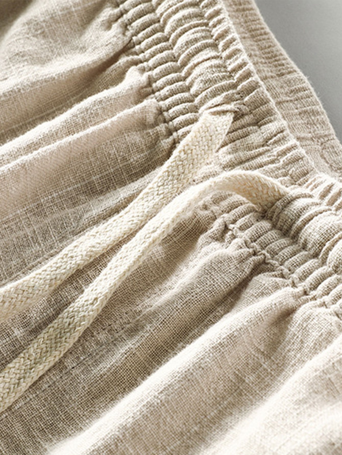 Linen Cotton Blend Drawstring Striped Shorts-Mitchell Shoes