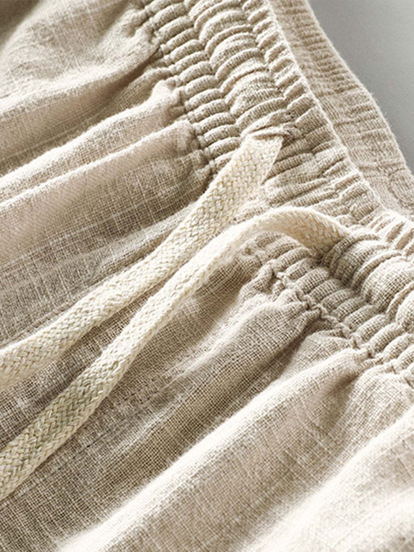Linen Cotton Blend Drawstring Striped Shorts-Mitchell Shoes