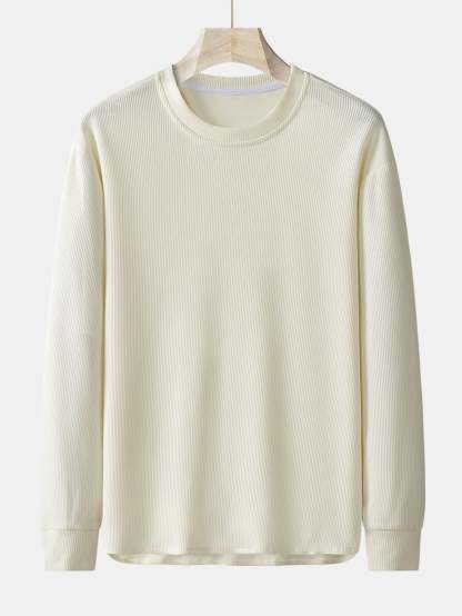 Long Sleeve Relax Fit Knit Ribbed T-Shirt-Mitchell Shoes