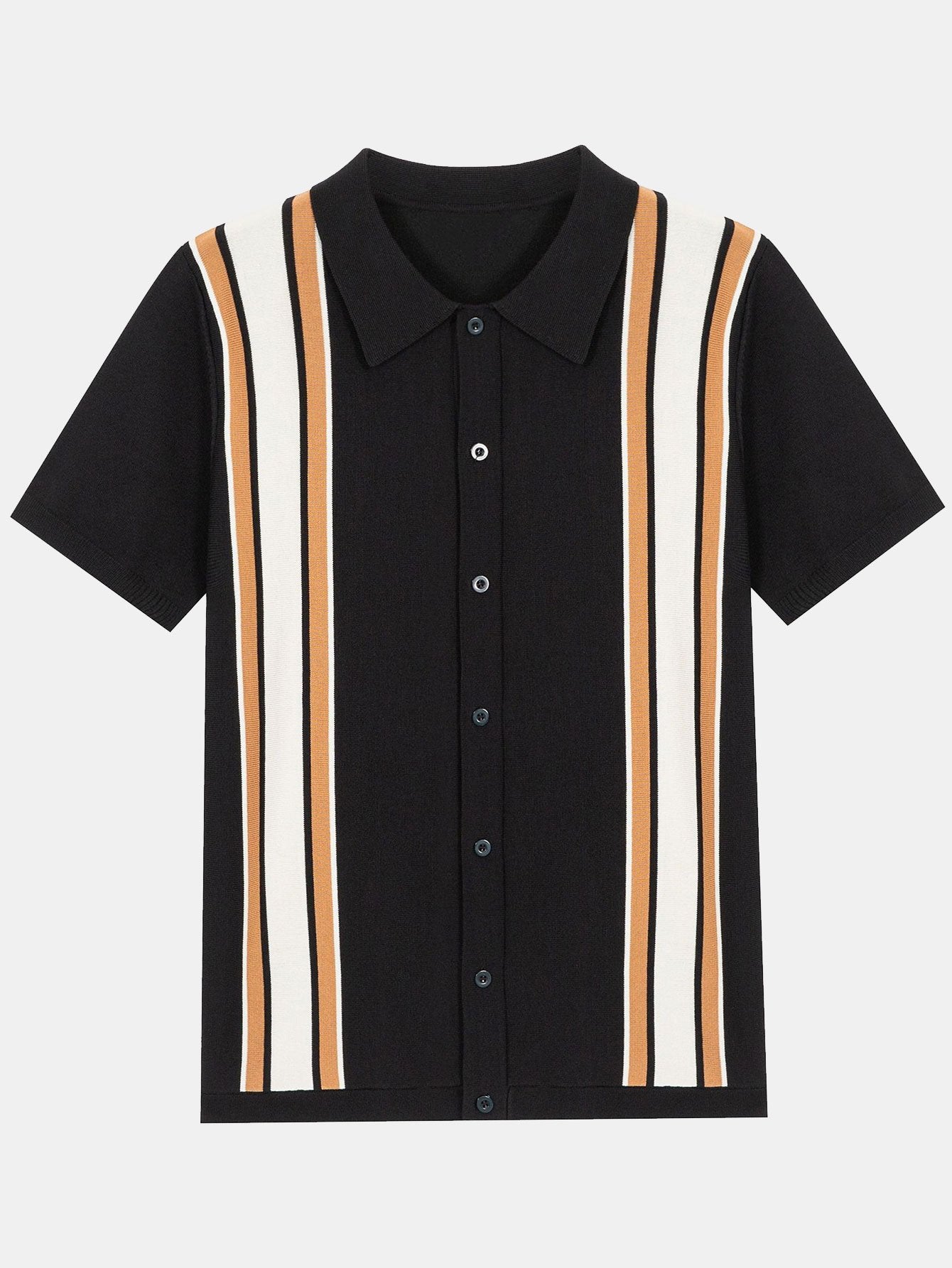 Short Sleeve Multi Stripe Button Up Sweater Polo-Mitchell Shoes
