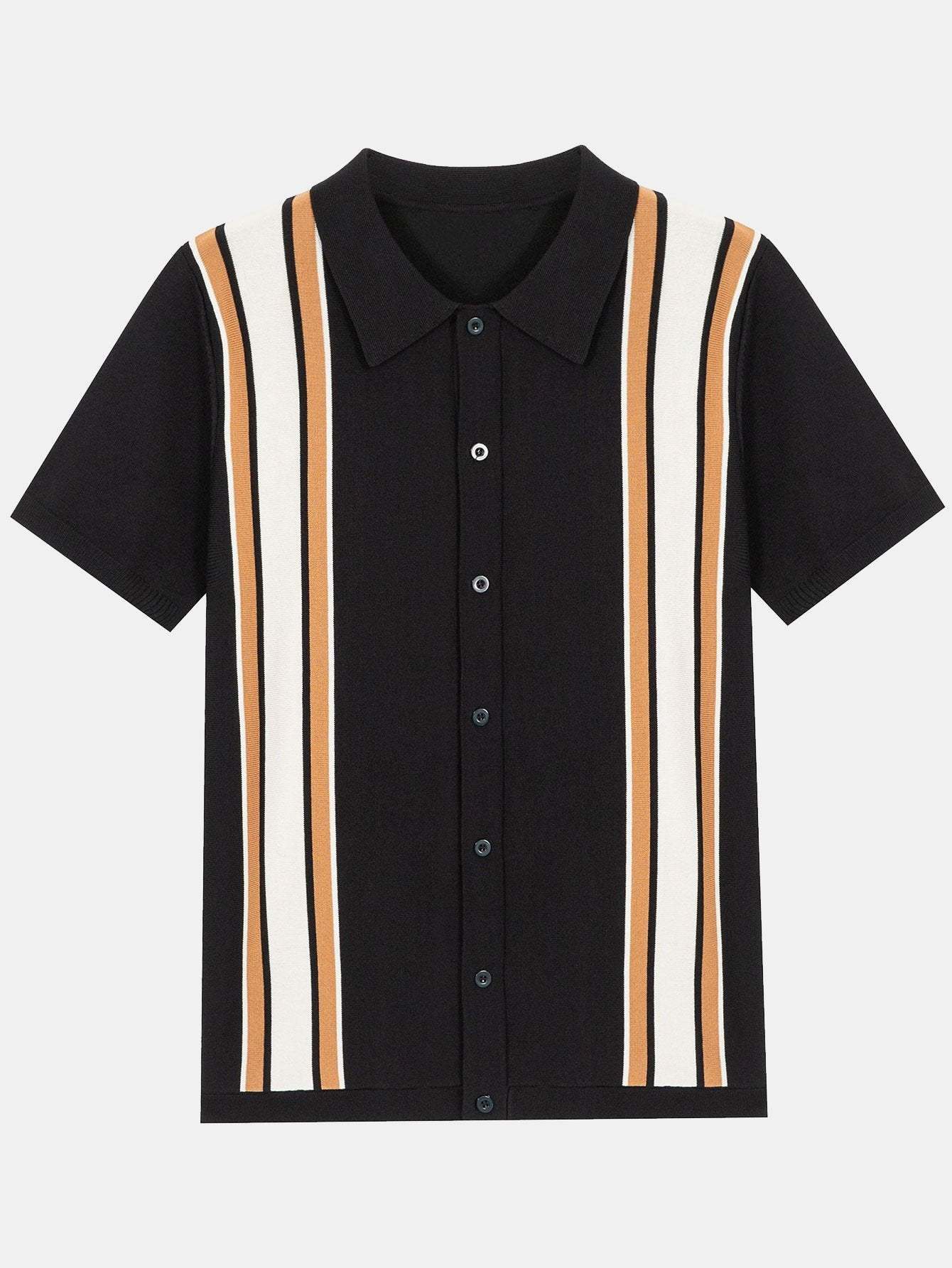 Short Sleeve Multi Stripe Button Up Sweater Polo-Mitchell Shoes