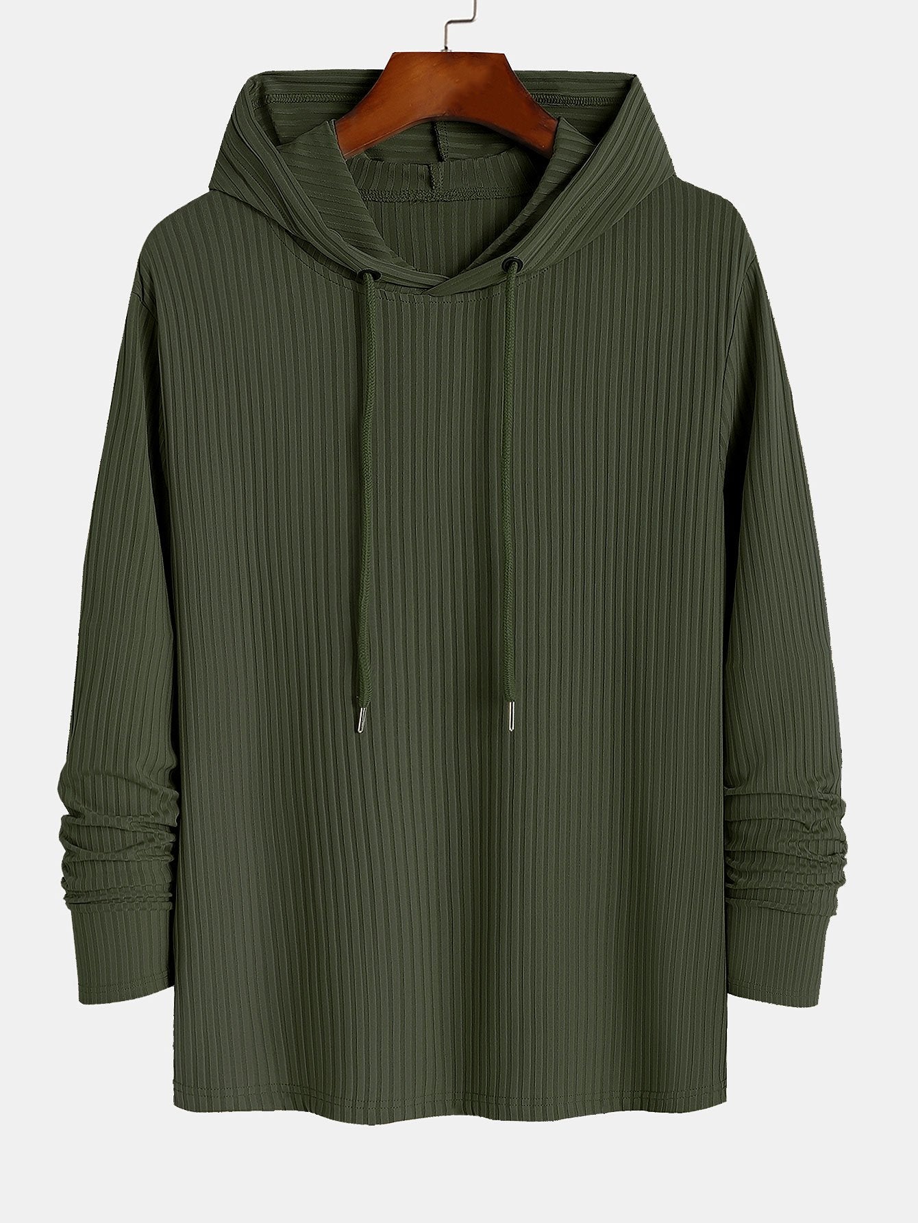 Muscle Fit Long Sleeved Ribbed Hooded T-Shirt-Mitchell Shoes