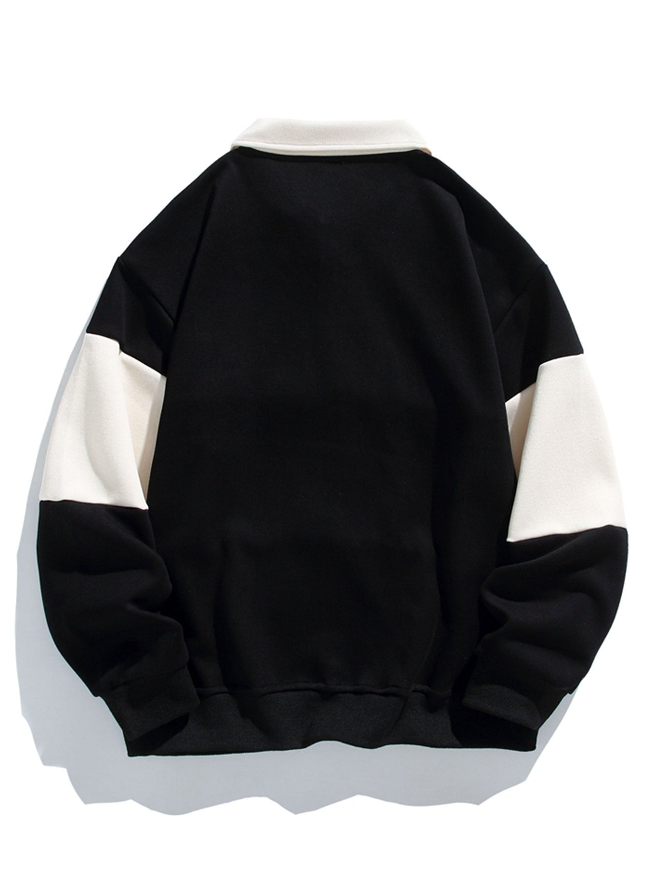 Relax Fit Color Block Patchwork Polo Sweatshirt-Mitchell Shoes