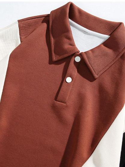 Relax Fit Color Block Polo Sweatshirt-Mitchell Shoes
