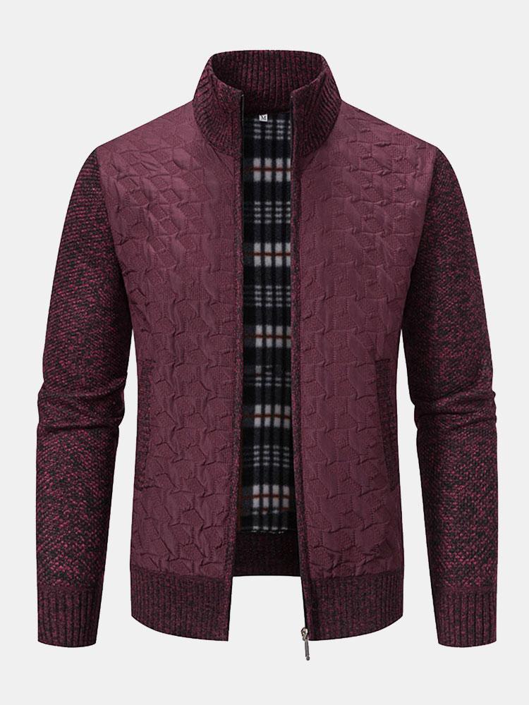 Quilted Jacquard Zip Up Sweater-Mitchell Shoes