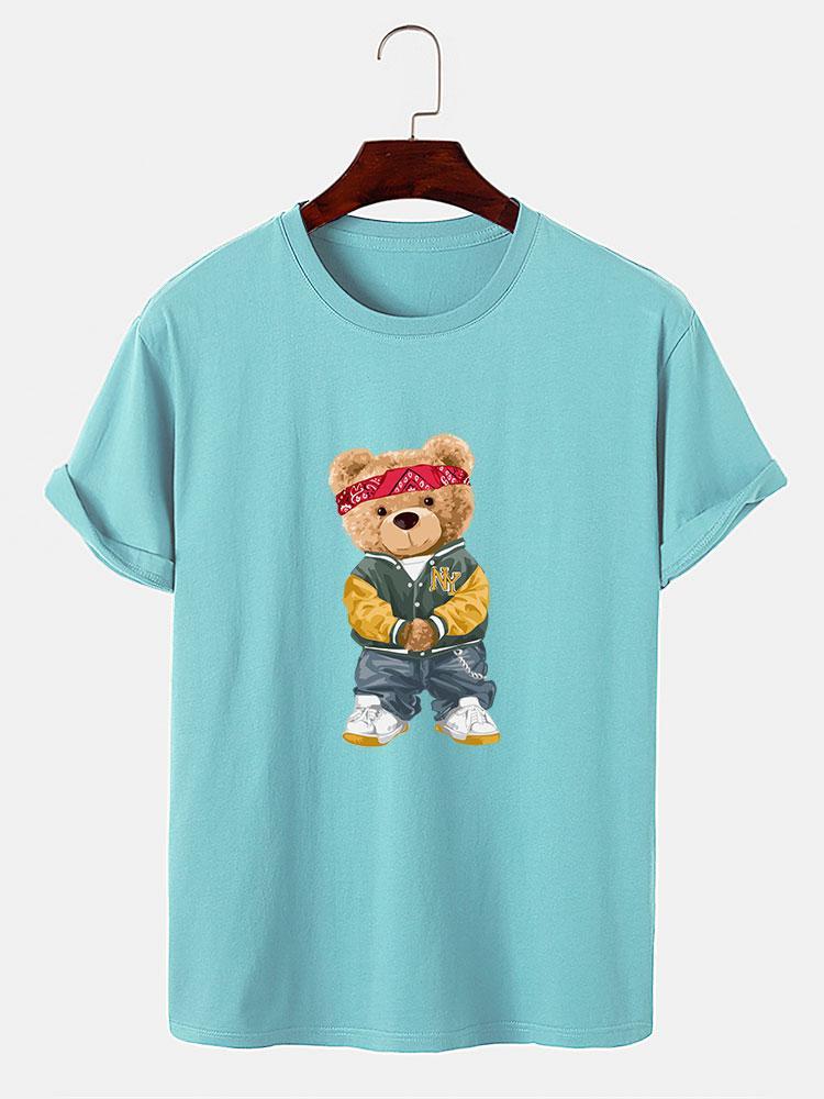Hip Hop Bear Print T-Shirt-Mitchell Shoes