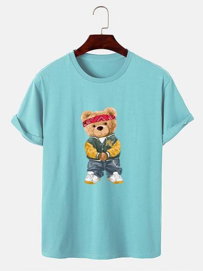 Hip Hop Bear Print T-Shirt-Mitchell Shoes