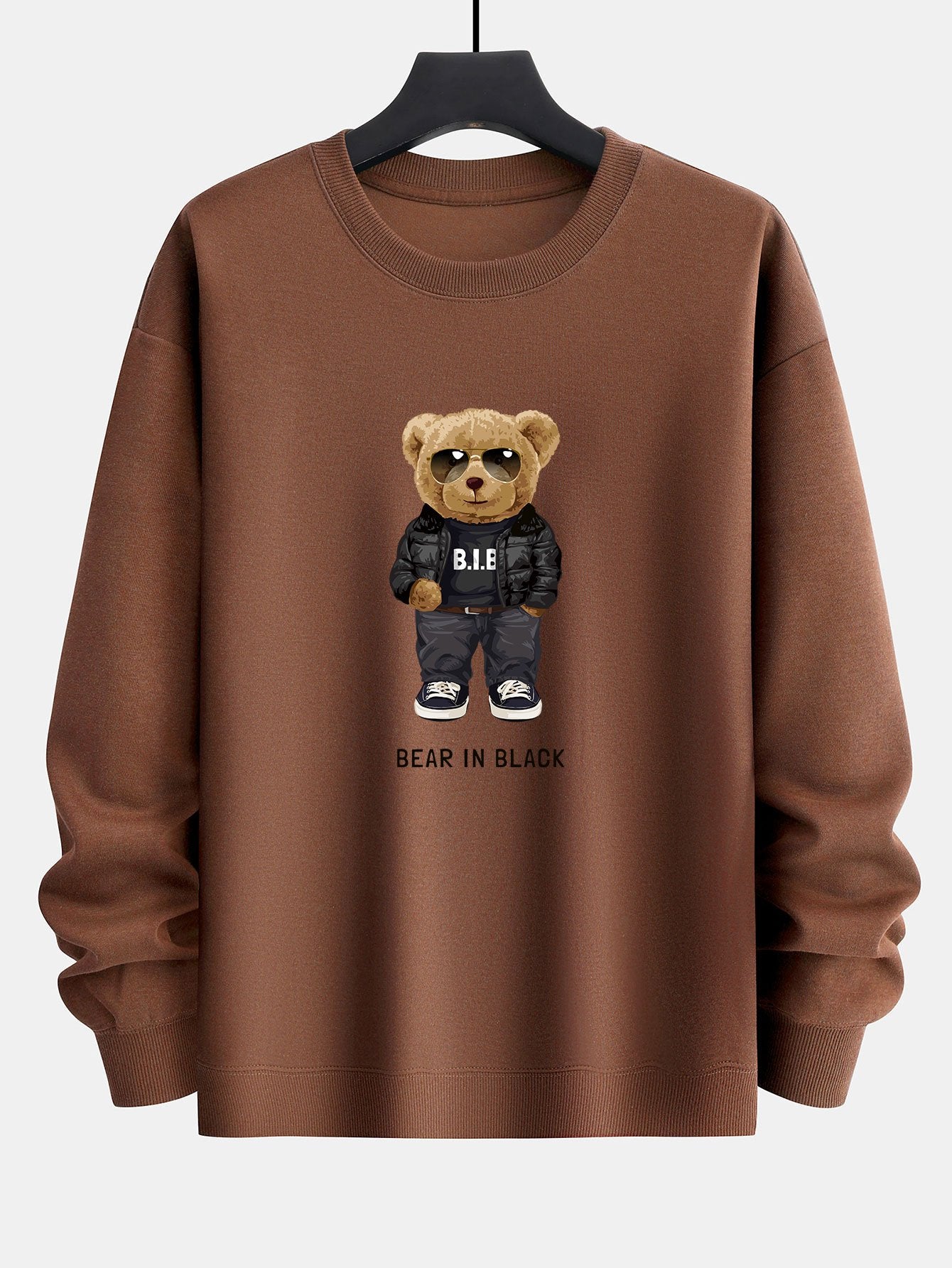 Bear In Black Print Relax Fit Sweatshirt-Mitchell Shoes