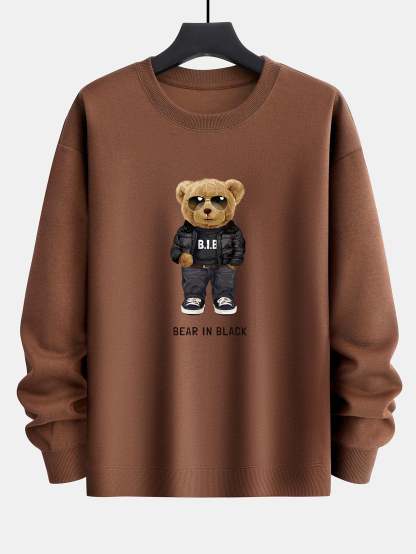 Bear In Black Print Relax Fit Sweatshirt-Mitchell Shoes