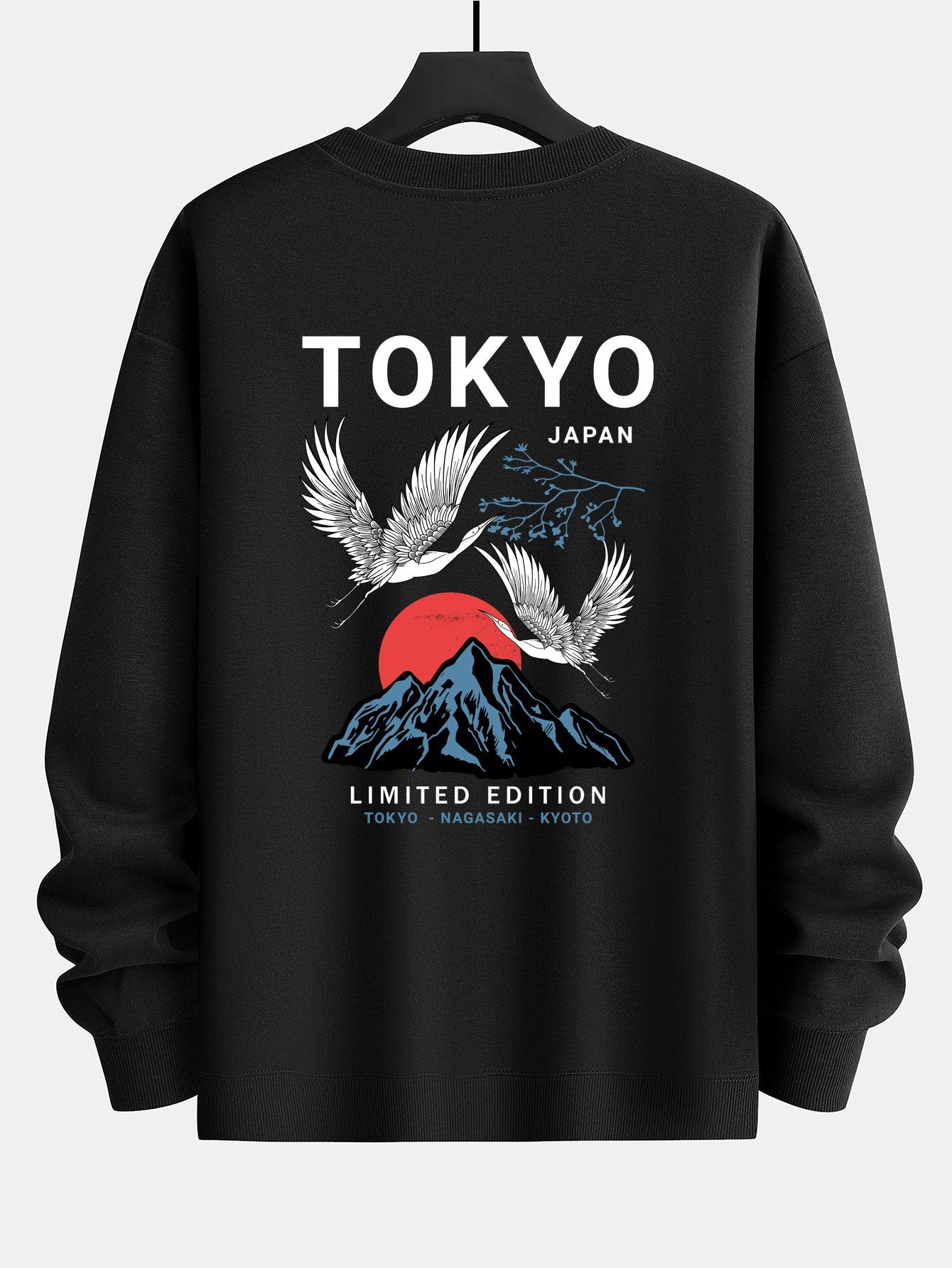 Tokyo Crane Back Print Relax Fit Sweatshirt-Mitchell Shoes