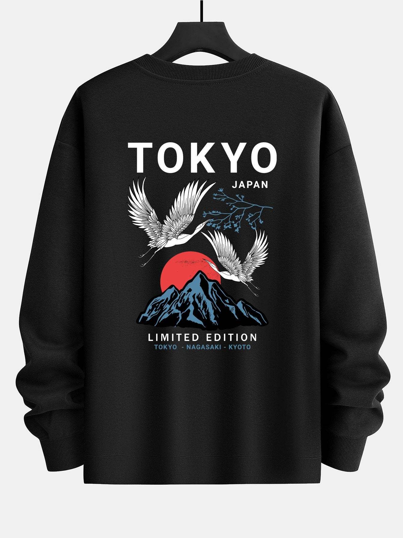 Tokyo Crane Back Print Relax Fit Sweatshirt-Mitchell Shoes